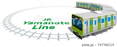 JR山手線のシンプルなフレーム　英文路線名　日本東京　ベクターイラスト背景透明 74748214