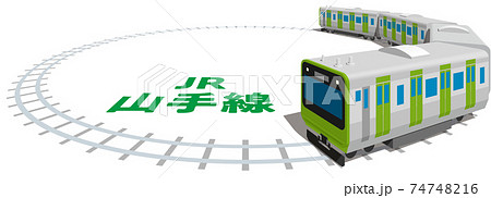 JR山手線のシンプルなフレーム　路線名　日本東京　ベクターイラスト背景透明 74748216
