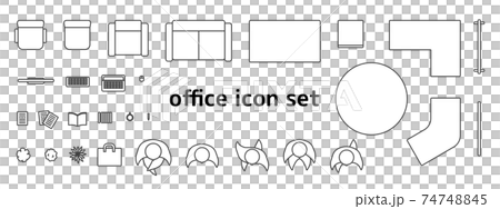 オフィスインテリアイラスト素材 平面図セットのイラスト素材