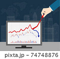 businessman holing arrow and stock market chart  74748876