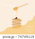 pancakes and sweet honey with honey dipper 74749119