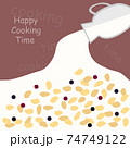 Cereal and blueberry and pouring milk 74749122