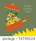 cooking pasta with vegetables and pot 74749124
