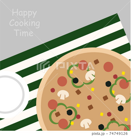 pizza and white dish on the table  74749126