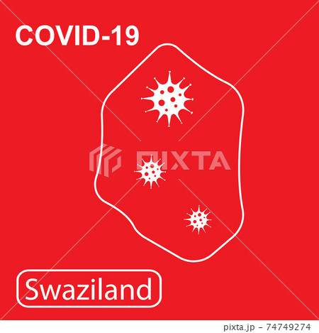 Map of Swaziland labeled COVID-19. Vector illustration of a virus, coronavirus, epidemiology. 74749274