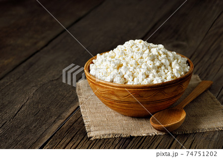cottage cheese in clay bowl cottage cheese in clay bowl 74751202