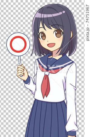 Girl In A Sailor Suit With A Round Bill Stock Illustration