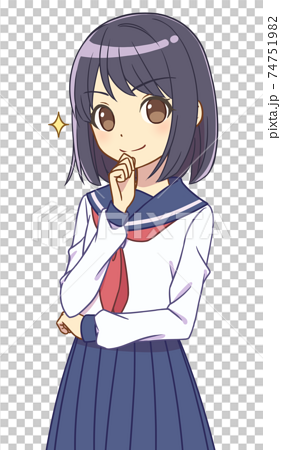 Girl In A Sailor Suit With A Doy Face Stock Illustration