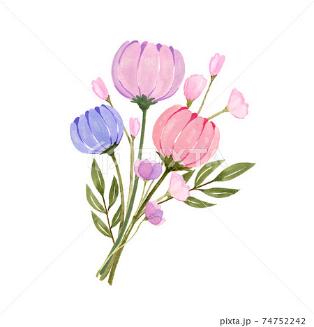 野の花の花束 水彩イラストのイラスト素材