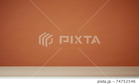 Empty top wooden table on color background. For product display 74752546