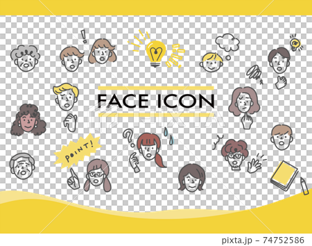 いろんな用途で使える 男性 女性の顔アイコンデザインのイラスト素材