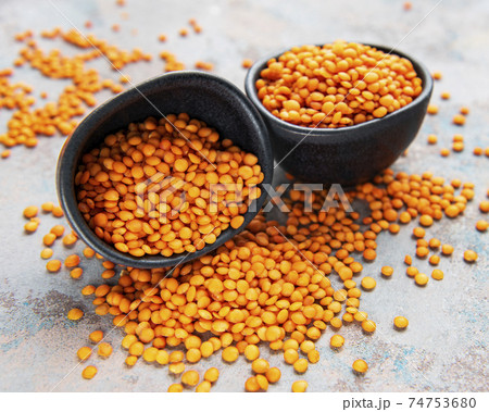 Organic healthy red lentils 74753680