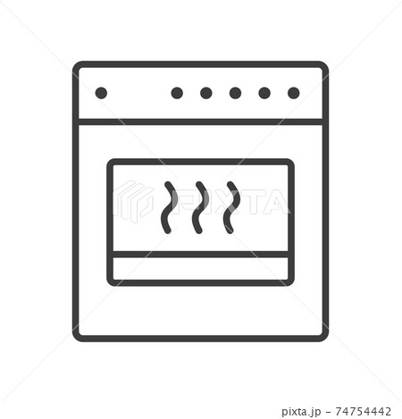 Gas stove with one burner. Simple food icon in trendy line style isolated on white background for web apps and mobile concept. Vector Illustration 74754442