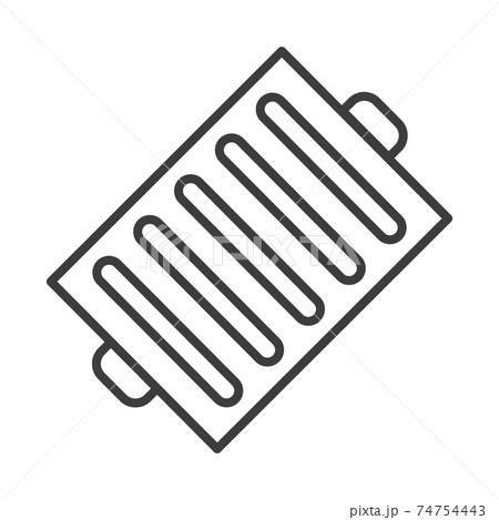 Frying pan with grill strips. Simple food icon in trendy line style isolated on white background for web apps and mobile concept. Vector Illustration 74754443
