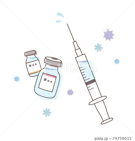 注射器とワクチン ウィルスのイラスト素材