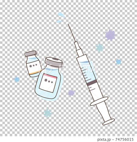 注射器とワクチン　ウィルス 74756015