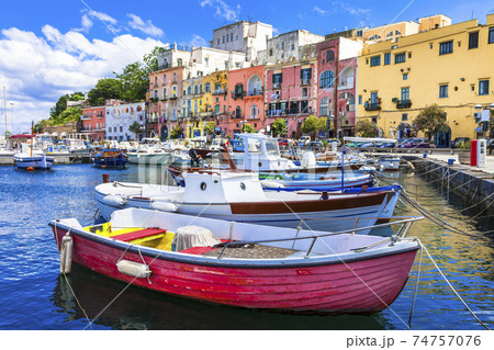 vivid beautiful Procida island, Italy 74757076