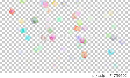 CGキューブ　多数の転がる内部に立方体のある二重構造の立方体 74759602