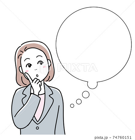 考え事をするスーツの女性のイラスト素材 74760151 Pixta