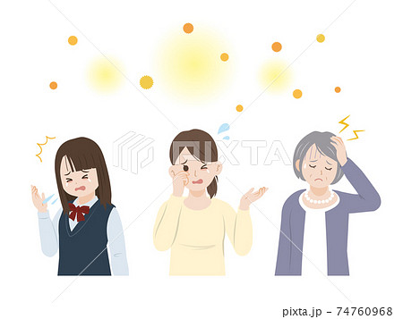 花粉症に困る女性達 アレルギー イラスト素材 花粉症に困る女性達 アレルギー イラスト素材 74760968