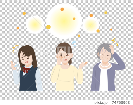 花粉症に困る女性達 アレルギー イラスト素材 花粉症に困る女性達 アレルギー イラスト素材 74760968
