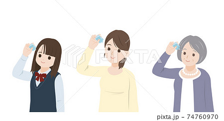 点眼 目薬をさす 女性達 イラスト素材のイラスト素材