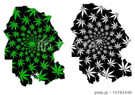 Khuzestan Province (Provinces of Iran, Islamic Republic of Iran, Persia) map is designed cannabis leaf green and black, Khuzestan map made of marijuana (marihuana,THC) foliage.... 74761446