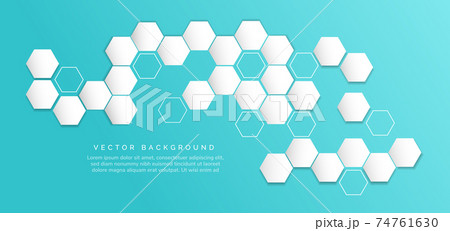 Abstract white hexagon and hexagon lines on blue background with space for text. Abstract white hexagon and hexagon lines on blue background with space for text. 74761630