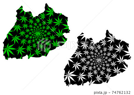 Marrakesh-Safi Region (Kingdom of Morocco, Regions of Morocco) map is designed cannabis leaf green and black, Marrakesh Safi map made of marijuana (marihuana,THC) foliage.... 74762132