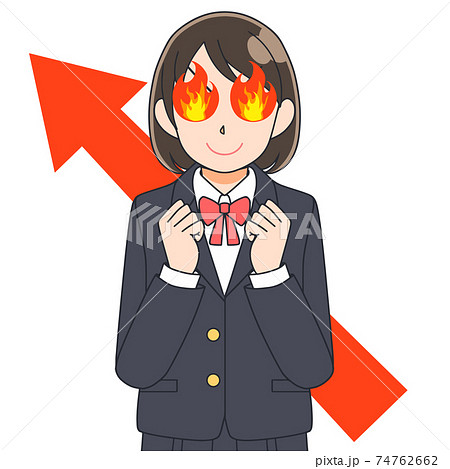 やる気闘志女子学生 74762662