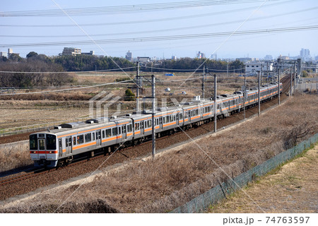 東海道本線を行く311系普通電車8両 74763597