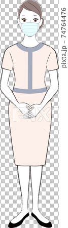 Full body illustration of an esthetician woman wearing a mask Full body illustration of an esthetician woman wearing a mask 74764476