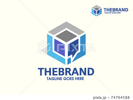 chat bubble cube box talk logo vector illustration	 74764588