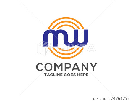 Mw Letter With Circle Line Logo Design Vector のイラスト素材