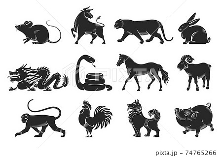 Chinese Zodiac Signs Set Chinese Zodiac Signs Set 74765266