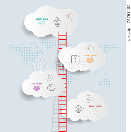 abstract vertical cloud infographics 4 steps for business and presentation 74765489