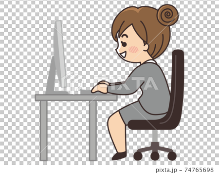 Business woman who operates a personal computer 74765698