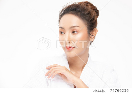 Beautiful Young Asian Woman Holding Hands smile feeling so happy and cheerful with healthy Clean and Fresh skin,isolated on white background,Beauty Cosmetology and spa treatment Concept Beautiful Young Asian Woman Holding Hands smile feeling so happy and cheerful with healthy Clean and Fresh skin,isolated on white background,Beauty Cosmetology and spa treatment Concept 74766236