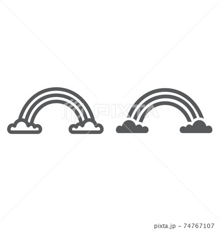 Rainbow line and glyph icon, weather and climate, rainbow on clouds sign, vector graphics, a linear pattern on a white background. Rainbow line and glyph icon, weather and climate, rainbow on clouds sign, vector graphics, a linear pattern on a white background. 74767107