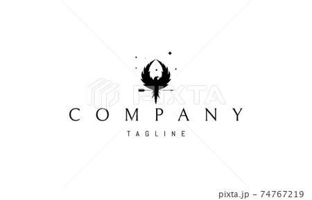 Vector logo on which an abstract image of an eagle holding an arrow in its paws. 74767219