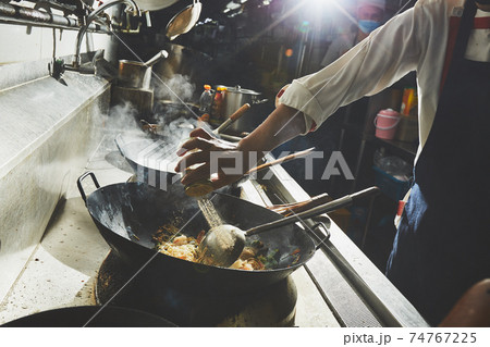 Chef stir fry cooking Chef stir fry cooking 74767225