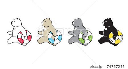 Bear vector polar bear swimming ring pool icon logo beach summer ocean teddy cartoon character doodle symbol illustration design 74767255