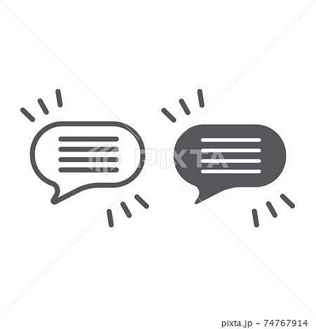 Comment line and glyph icon, chat and dialog, speech bubble sign, vector graphics, a linear pattern on a white background. 74767914