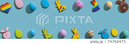 easter banner holiday frame bunny color egg blue 74768475