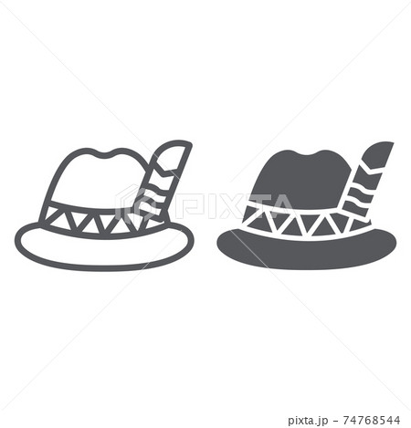 Oktoberfest hat line and glyph icon, bavarian and cap, bavaria hat sign, vector graphics, a linear pattern on a white background. 74768544