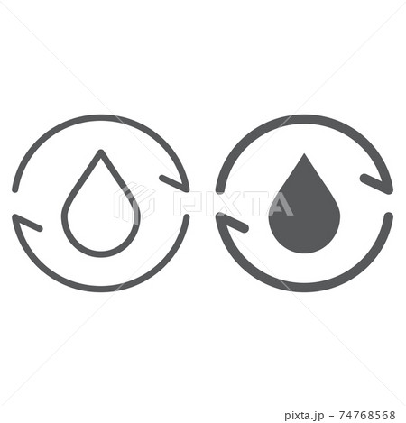 Circulating gas line and glyph icon, environment and fuel, nature recycle sign, vector graphics, a linear pattern on a white background. 74768568