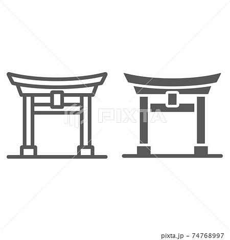 Torii gate line and glyph icon, japan and architecture, japan gate sign, vector graphics, a linear pattern on a white background. Torii gate line and glyph icon, japan and architecture, japan gate sign, vector graphics, a linear pattern on a white background. 74768997