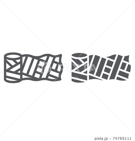 Sewing material line and glyph icon, fashion and sew, spool sign, vector graphics, a linear pattern on a white background. 74769111