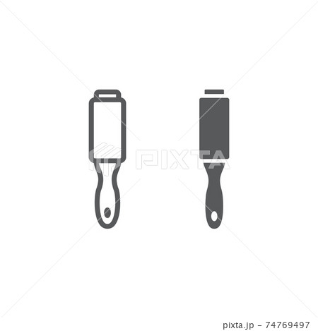 Lint roller clothes line and glyph icon, cleaner and remover, cleaning roller sign, vector graphics, a linear pattern on a white background. 74769497