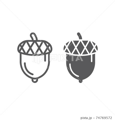 Acorn line and glyph icon, oak and growth, plant sign, vector graphics, a linear pattern on a white backgrond. 74769572